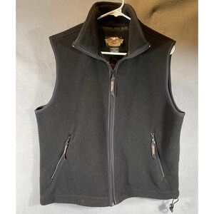 Vintage Harley Davidson Fleece Vest Men's Size‎ Large Black Full Zip USA Made